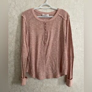 R2 women's large long sleeve pink henley top